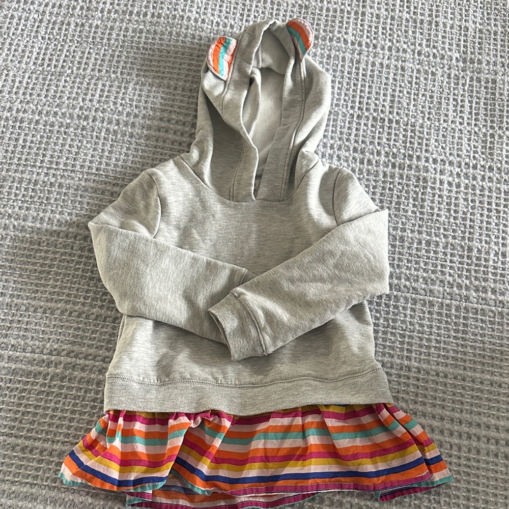 Tucker + Tate Gray Hoodie with Rainbow Stripes